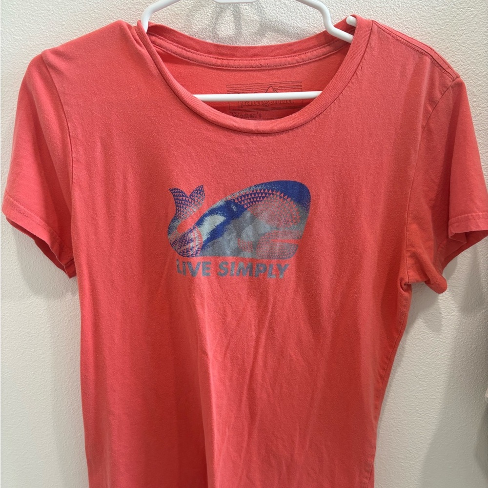 patagonia pink womens whale  live simply tee